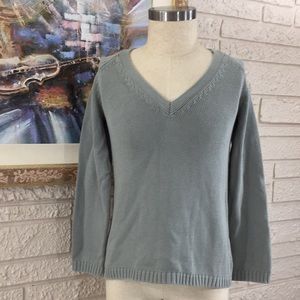 J.Jill V Neckline Cotton Knit Sweaters Top